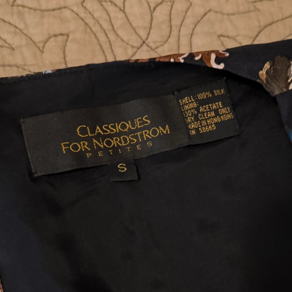 Vintage Classiques For Nordstrom Black Floral 100% Silk Button-Up Vest, Size S - Picture 9 of 11